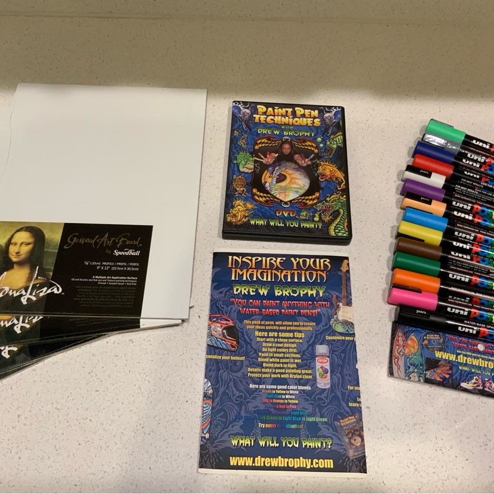 Artist Drew Brophy Full Paint Marker set. Some markers never used.